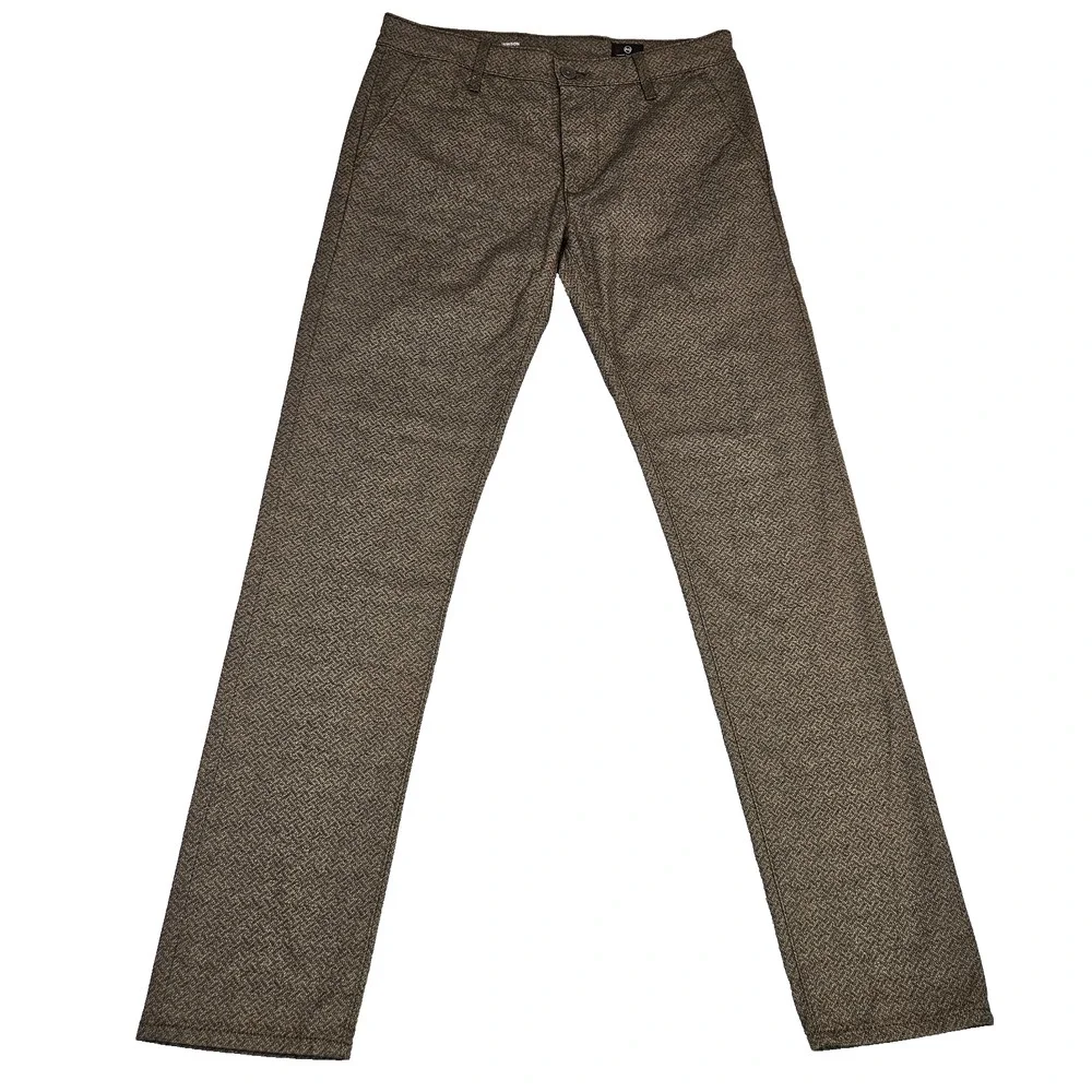 AG Jamison Herringbone Trouser Mens 31x32 Skinny Chino Brown Adriano Goldschmied